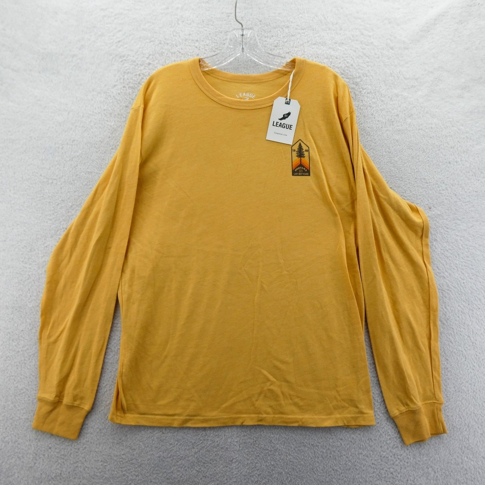 League Shirt Mens Large Montana Big Sky Yellow Long Sleeve Recycled Tri-Blend‎